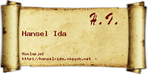Hansel Ida névjegykártya